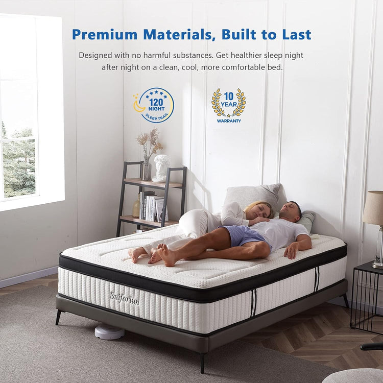 Suiforlun 14 Inch Gel Memory Foam Hybrid Mattress Luxury 8 Layers