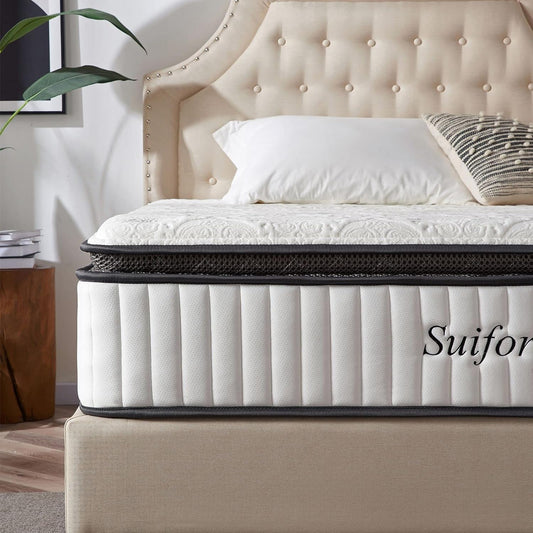 Suiforlun 12 Inch Gel Memory Foam Hybrid Mattress Luxury 7 Layers